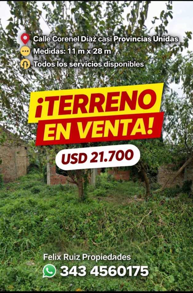 Terreno en venta calle Coronel Diaz, Parana